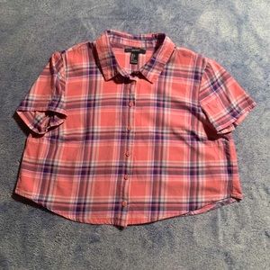 Cropped Plaid Button Up
